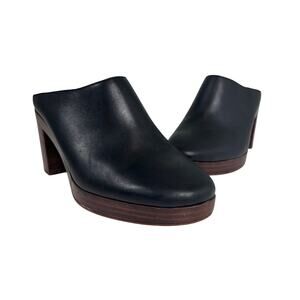 Madewell Daisy Platform Black Leather Heeled Mule 6